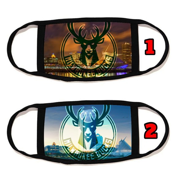 2 PACKS Milwaukee Bucks face mask face cover reu